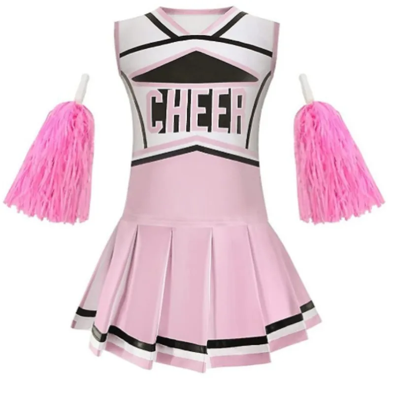 Cheerleader Costume Girls Carnival Cosplay Outfit Sports Competition Cheering Stage Performance Uniform Children Dance Dress