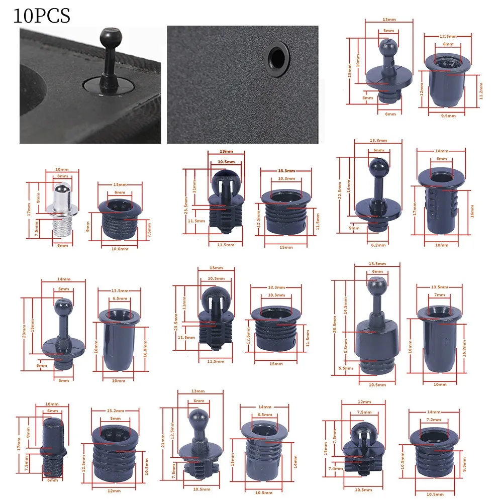 10 Pairs DIY Audio Speaker Buckles Plastic Ball Socket Type Grill Guides Peg Kit Screws Speaker Parts Accessories