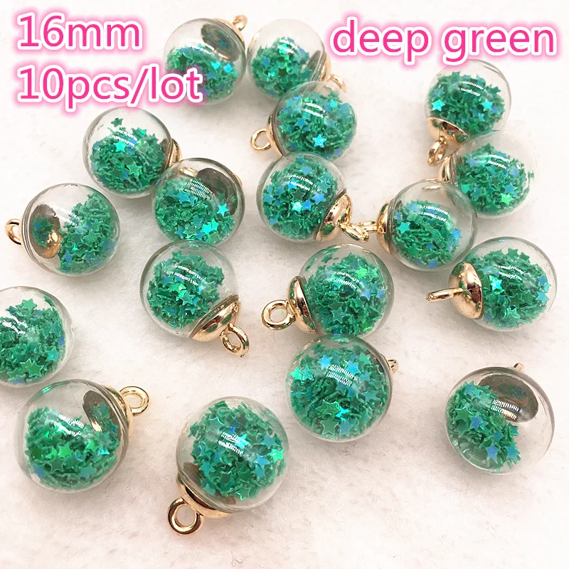 Set of 10 Vibrant Glass Star Charms - 16mm Transparent Spheres for Jewelry & Hair Accessories