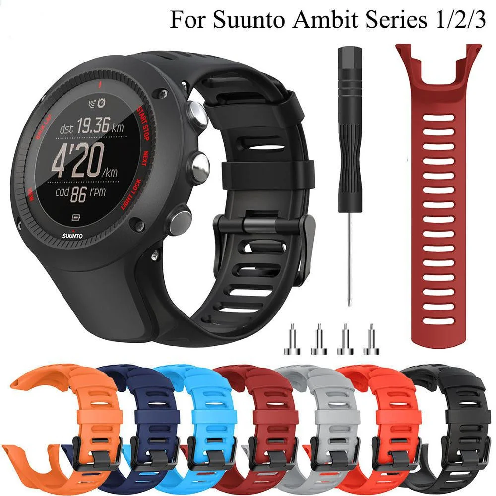

Watch Strap Compatible for Suunto Ambit 3/1/2/2S/2R/3 Sport/3 Run/3 Peak, TPU Soft Replacement Band for Suunto Ambit 3