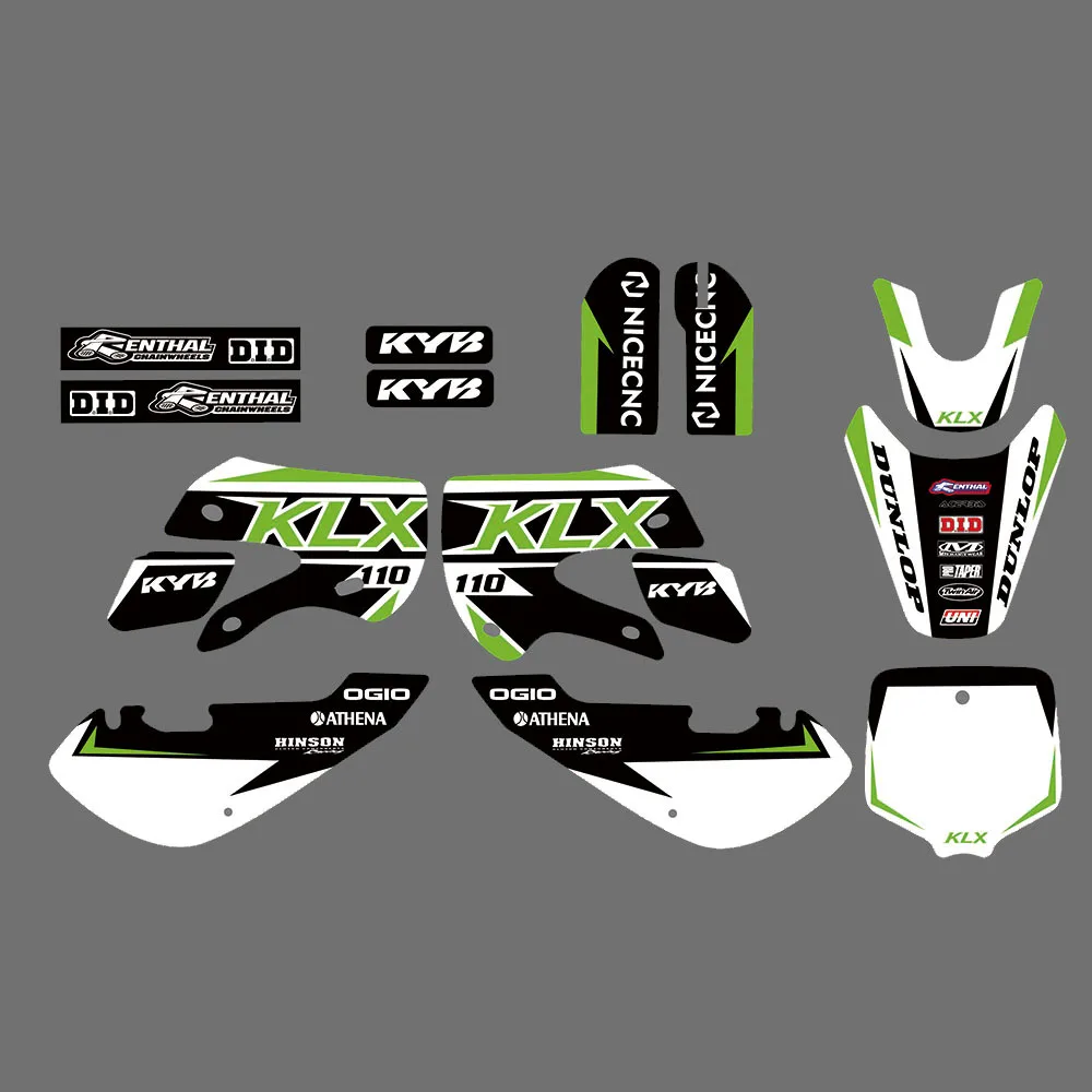 

For KAWASAKI KX65 2000-2013 KLX110 2000-2009 Motocross Team Graphics Background Sticker Decal Kits KX 65 KLX 110 Customized