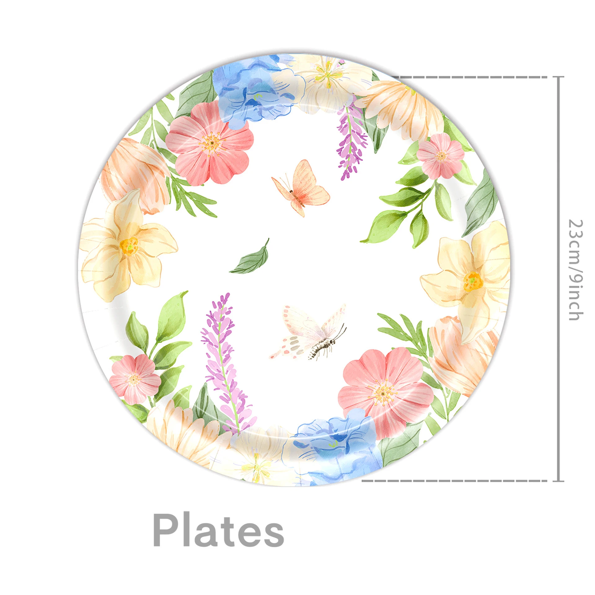 Elegant Floral Butterfly Disposable Party Set - Plates & Cups