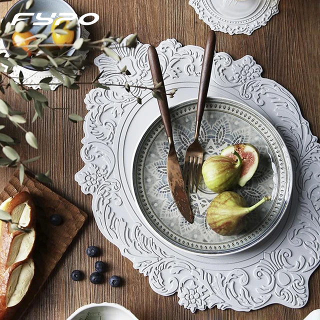 Round White Silicone Baroque Table Mat