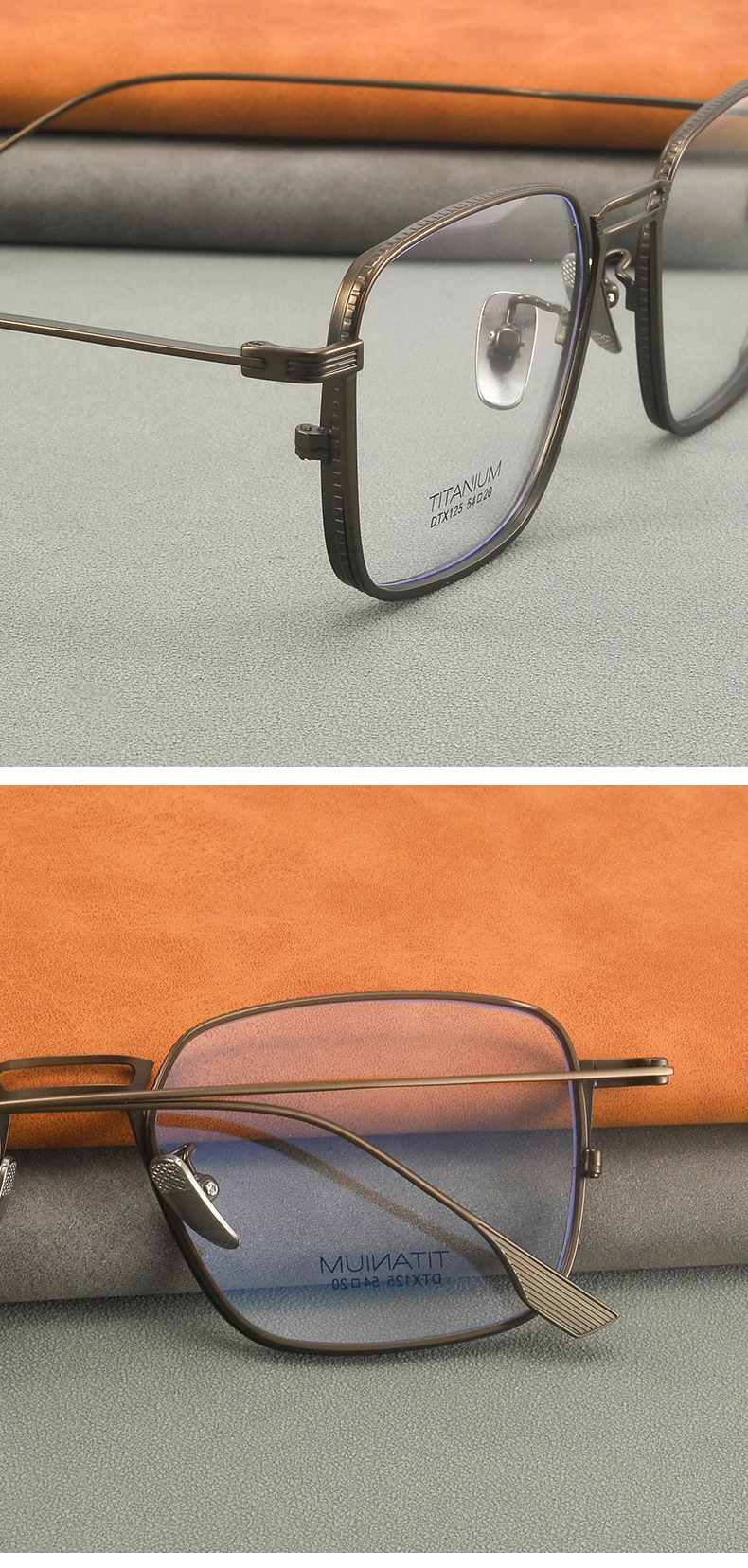 Amerikanisches Design für Herren, großes Gesicht, 147 mm, luxuriös, ultraleicht, reines Titan, Brillengestell, einzigartige Brücke, modische Brillen – Detail 13