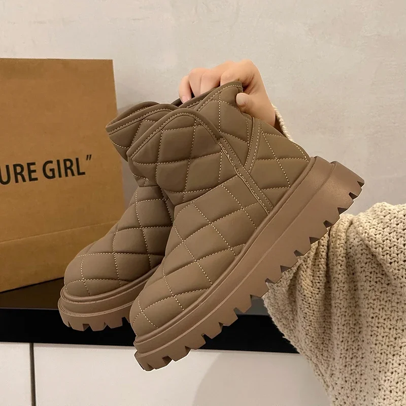 

2023 new winter snow boots thickened sloping heel heightening full waterproof a stirrup Chelsea boots leisure home