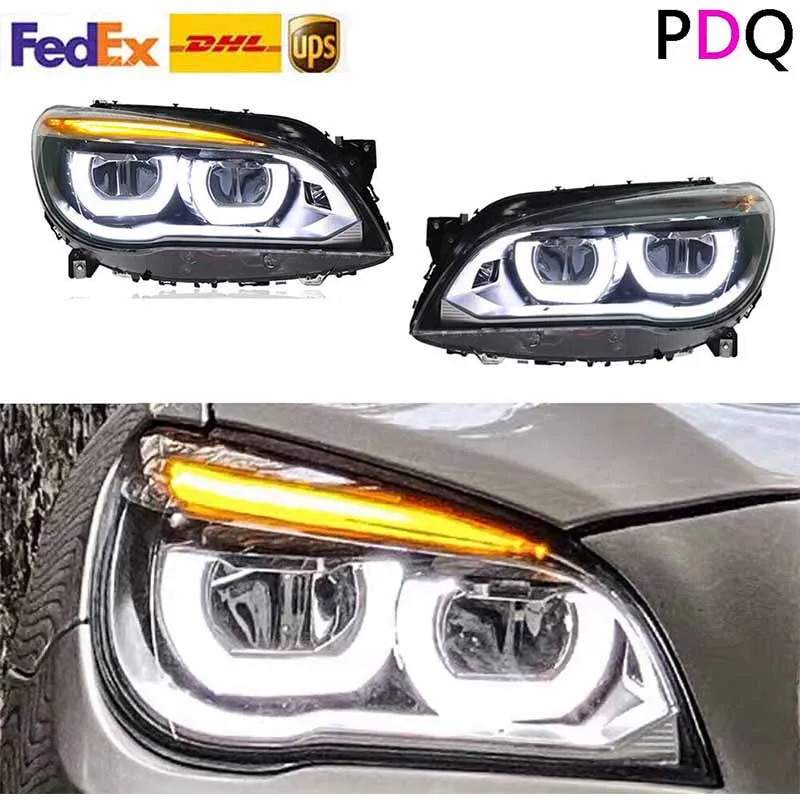 

PDQ LED Headlights Headlamp Assembly Daytime Running Light Sequential Turn Signal For BMW F01 F02 2009-2012 Xenon W/AFS Facelift