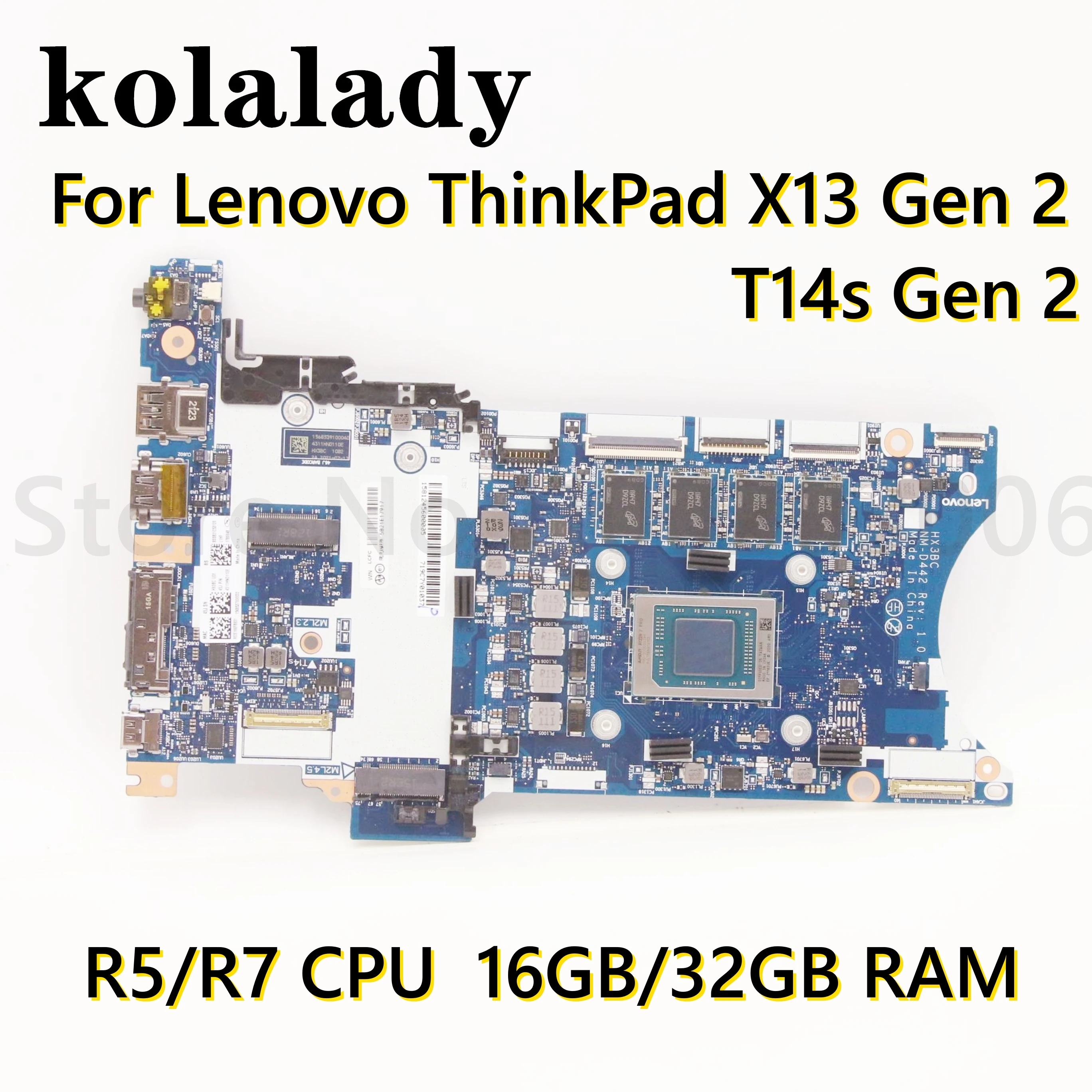 

FRU 5B21E17917 NM-D442 For Lenovo ThinkPad X13 Gen 2 T14s Gen 2 Laptop Motherboard With R5 R7 CPU 16GB 32GB RAM Mainboard