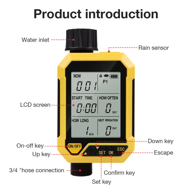 Automatic Watering Device Garden Water Timer LCD Waterproof IP65 Rainfall Timer 99 Minutes 1-30 Days Rain Delay Timed Irrigator 2