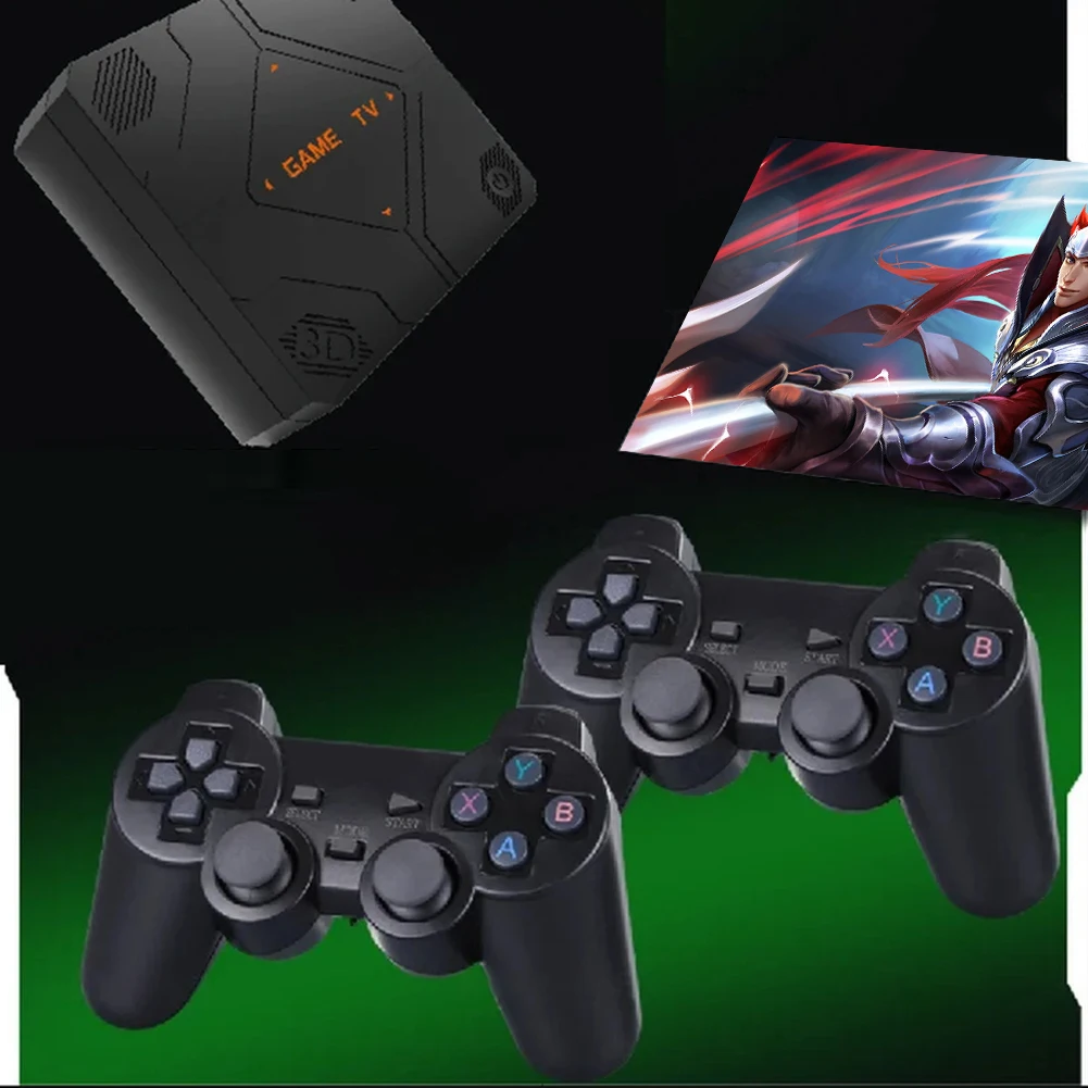 

Игровая приставка V5 с 2 беспроводными джойстиками 2,4 ГГц, игровая Ретро консоль с двойной системой, 45000/51000 игр для детей и взрослых