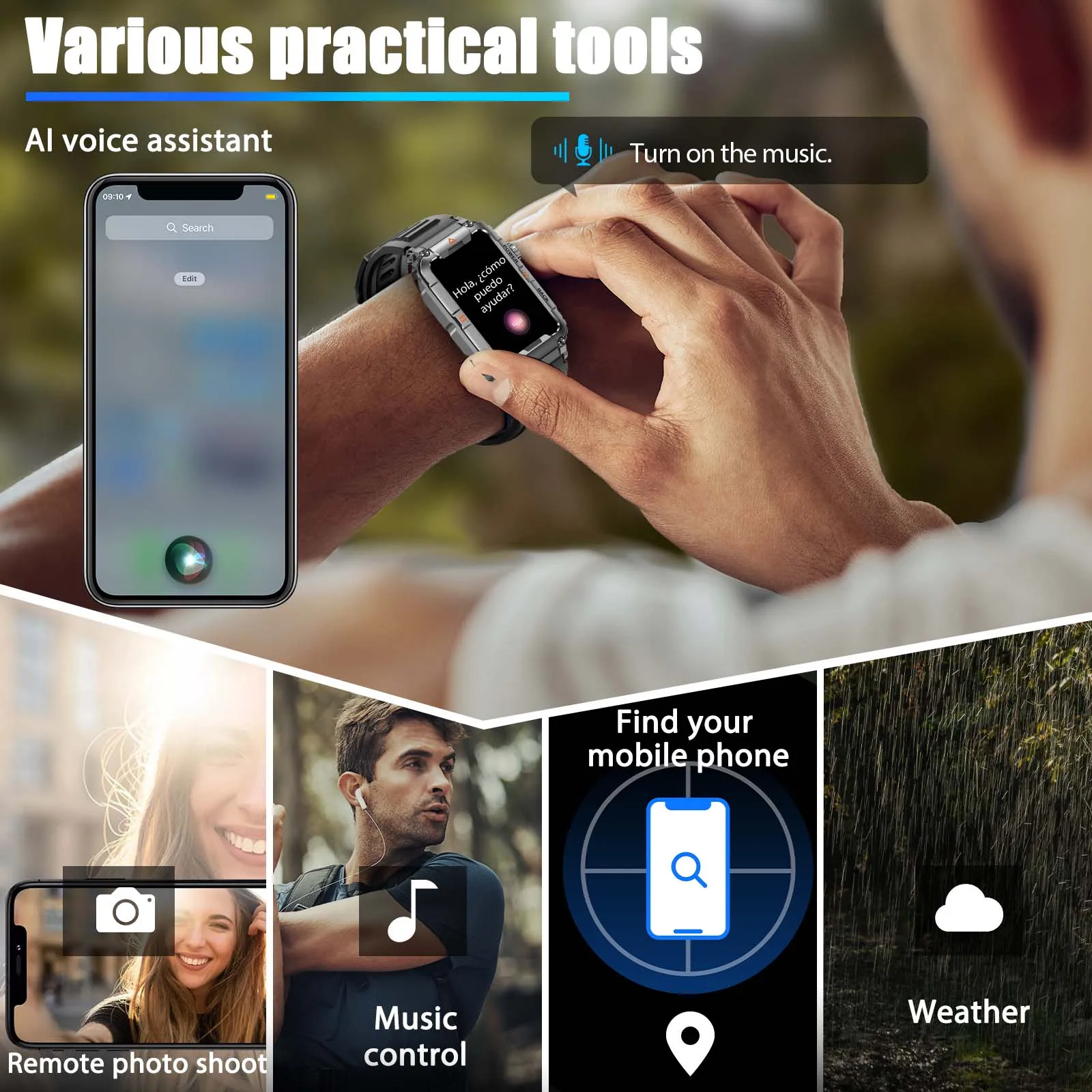 EIGIIS New Military Smart Watch 100+ Sports Modes Health Monitor Bluetooth Call IP67 Waterproof Men Women For IOS Android KR88 - Image 5