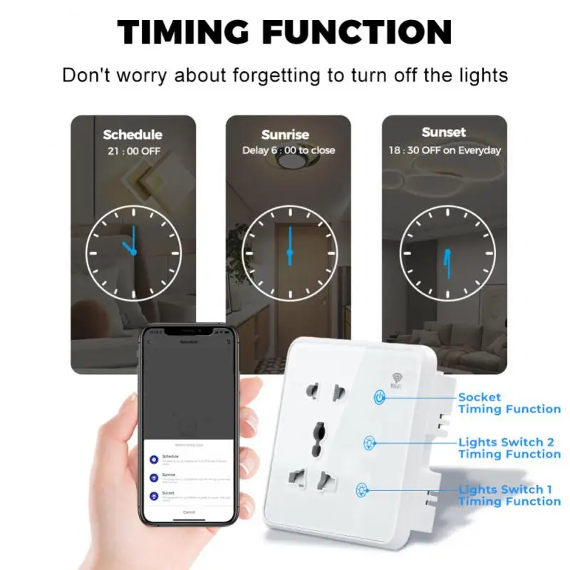 CORUI WIFI Tuya Smart Wall Socket Smart Home 2gang Lamp Touch Switch For US/UK/EU Plug Work With Smart Life Alexa Go