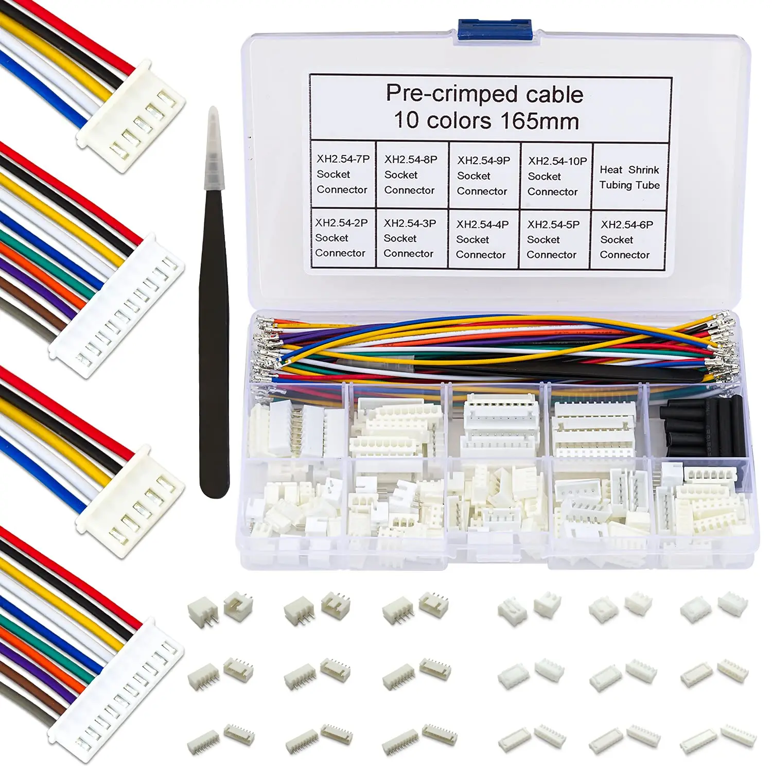 JST 1.0/1.25/1.5/2.0/2.5mm Pitch Connector Kit Jst SH GH ZH PH XH 2-6Pin Housing with Pre-crimped 22-28AWG Cables
