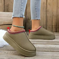 2024 New Women's Wool Slippers Warm Platform Wool Low-top Snow Boots Slippers Women's Outdoor Anti-Slip Boots Shoes for Women 4