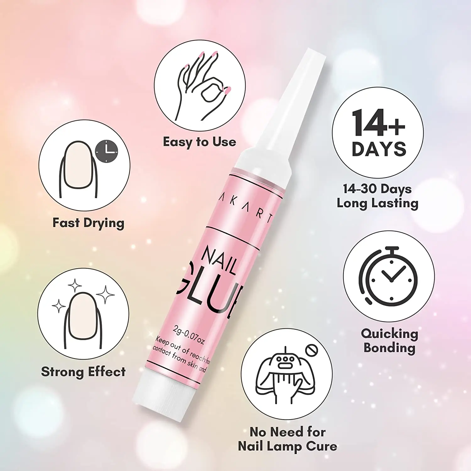 300Pcs Nail Glues  Super Adhesives Makartt Fast Drying Quick Bonding 2g/pcs False Nail Glue for DIY Nails and Nail Salon 2
