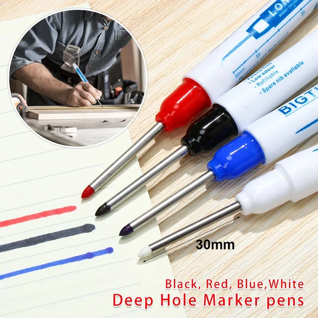 30mm Long Head Markers Waterproof Permanent Construction Deep Hole Marker  Pens Carpenter Pencil Woodworking Marking Pen