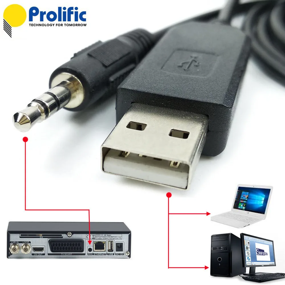 Cabo Flash para Sat v8 Atualização Chumbo Piscando Enviar Upg Win11 Pl2303 Usb3.5 mm Rs232 Gtmedia v7 v8