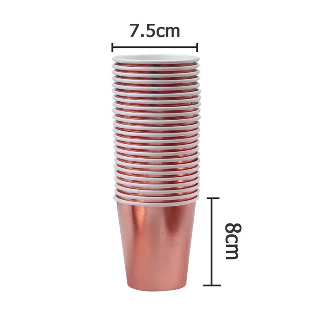 50pcs Disposable Tableware Kit Paper Plates Cup Set Fashion Dinnerware Party Napkin Straw Birthday Party Supplies (Rosy )
