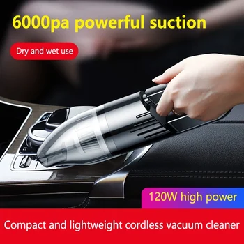 Wireless Car Vacuum Cleaner 120W Rechargeable Strong Suction Portable Mini Cordless Handheld Vacuum Wet & Dry Car Home Dual Use 1