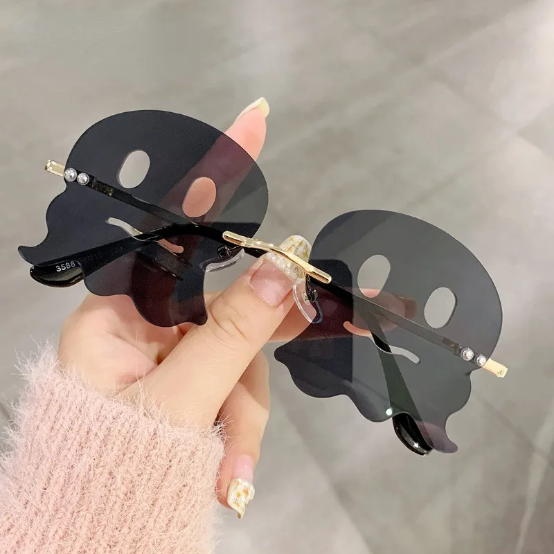 

Rimless Octopus Sunglasses Halloween Cosplay Party Glasses Y2K Shades Metal Frameless Trendy Eyewear UV 400 Protection