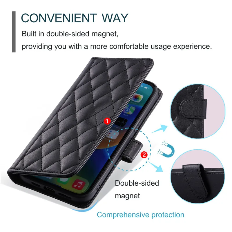Magnetic Leather Flip Wallet Phone Case with Protective Cover