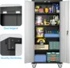 Garage Storage Cabinet with Wheels,72" Metal Storage Cabinet with 2 Doors and 4 Adjustable Shelves, Lockable Rolling Cabinet 6