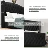 King Platform Bed Frame with Wingback Headboard, Velvet Upholstered Beds Frames with Handmade Button Tufted, King Bed Frame 4