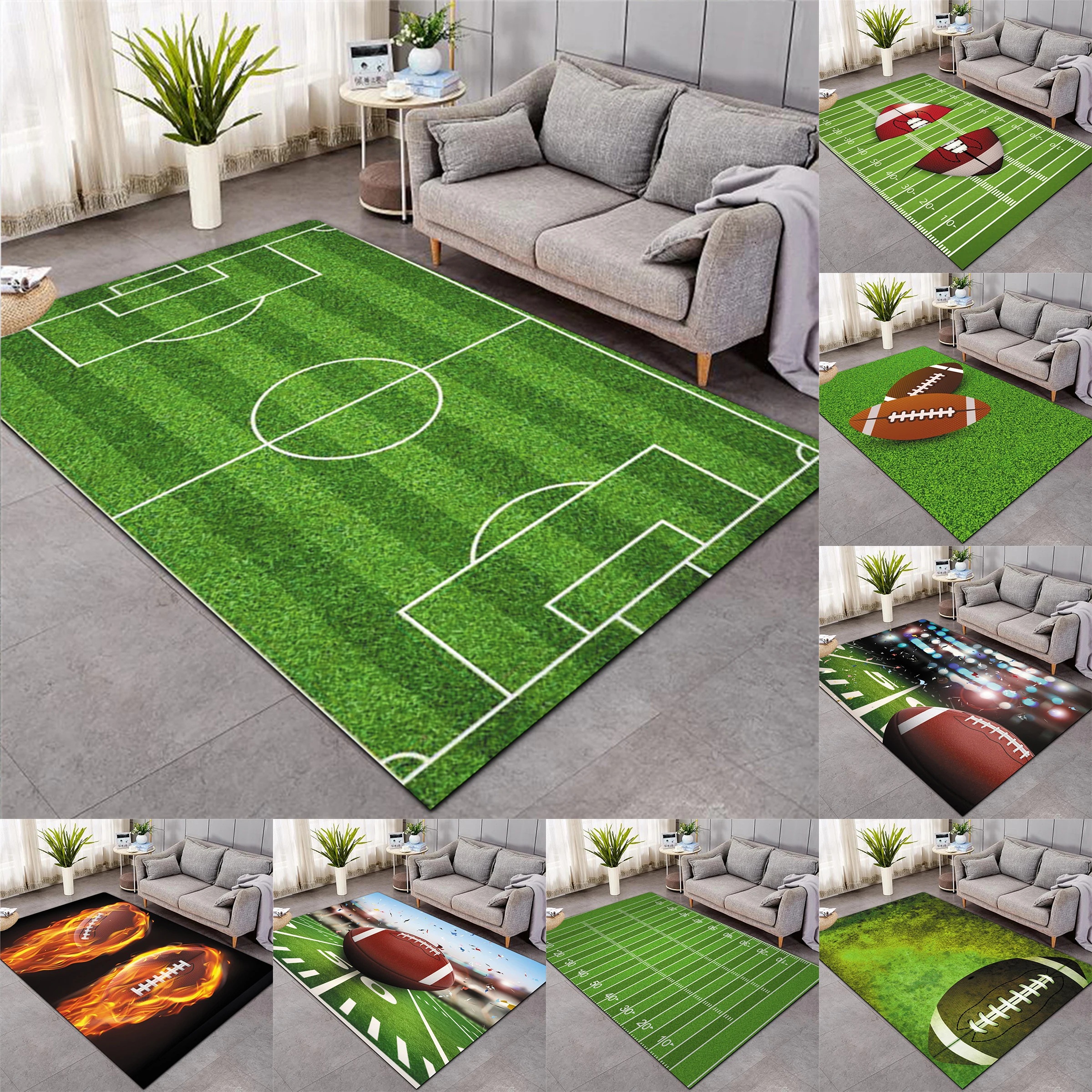 

Football Rectangle Painted Doormat Bathroom Mat Soft Bedroom Football Field Living Room Kid Play Anti Slip Rug Carpet Home Decor