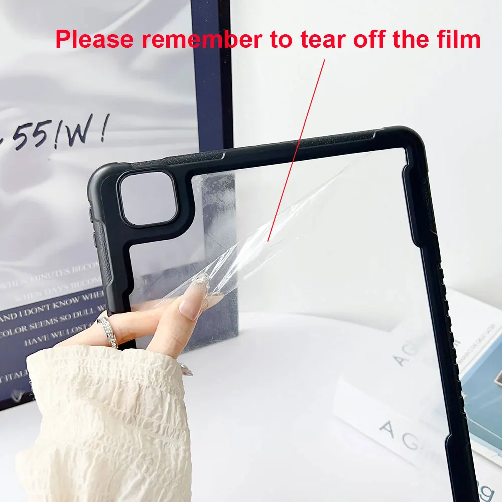 Clear Acrylic Shockproof Tablet Case with Pen Slot and Enhanced Protection