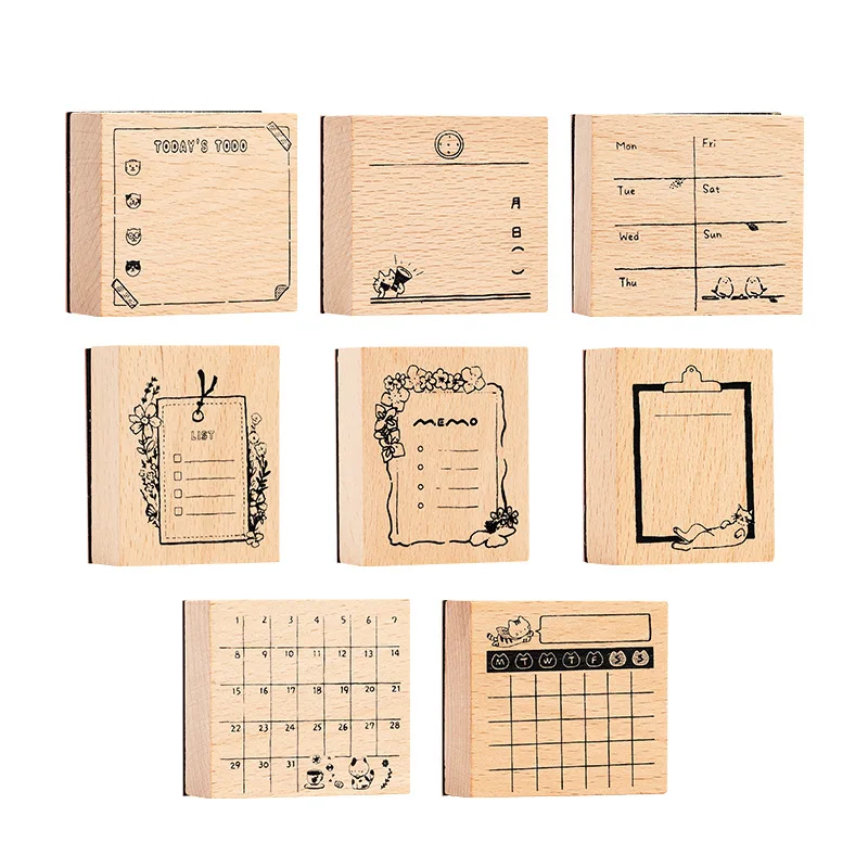빈티지 목록 플랜 보더 풍경 나무 스탬프 창의적인 DIY 정크 저널 재료 콜라주 학생용품 문구류
