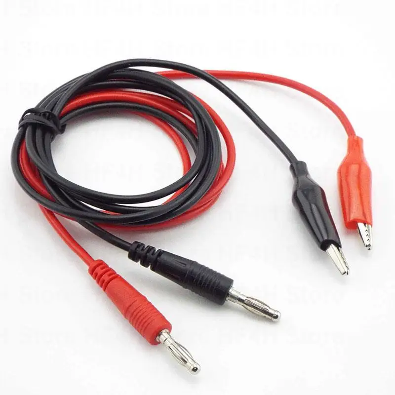 1M Dual Alligator Clip to 4mm Banana Connector Oscilloscope for Test Probe Electrical Cable Red Black Color B4