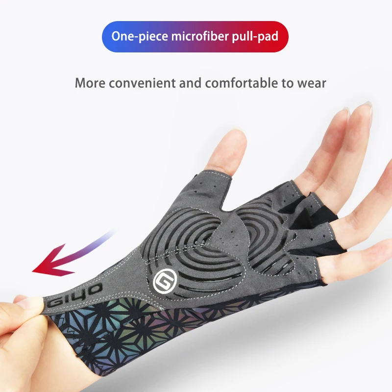 Giyo Colorful Luminous Full Finger Cycling Anti-slip MTB Mitten Reflection Dazzle Road Bicyle MTB Bike Motorcycle Short Gloves 4