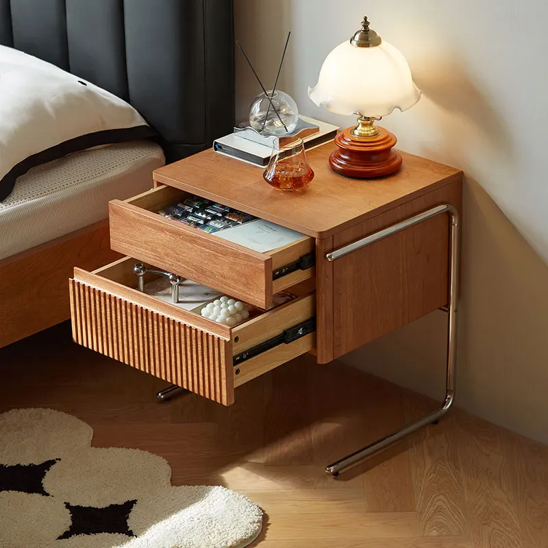 European Unique Nightstands Walnut Brown Luxury Wood Organizer Bedsides Table Bedroom Design Teen Nordic Cabeceros Furnitures