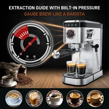 Sejoy Espresso Machine 20Bar Espresso Maker, Dual Boiler Coffee Maker with Milk Frother, Semi-automatic Coffee Machine 2