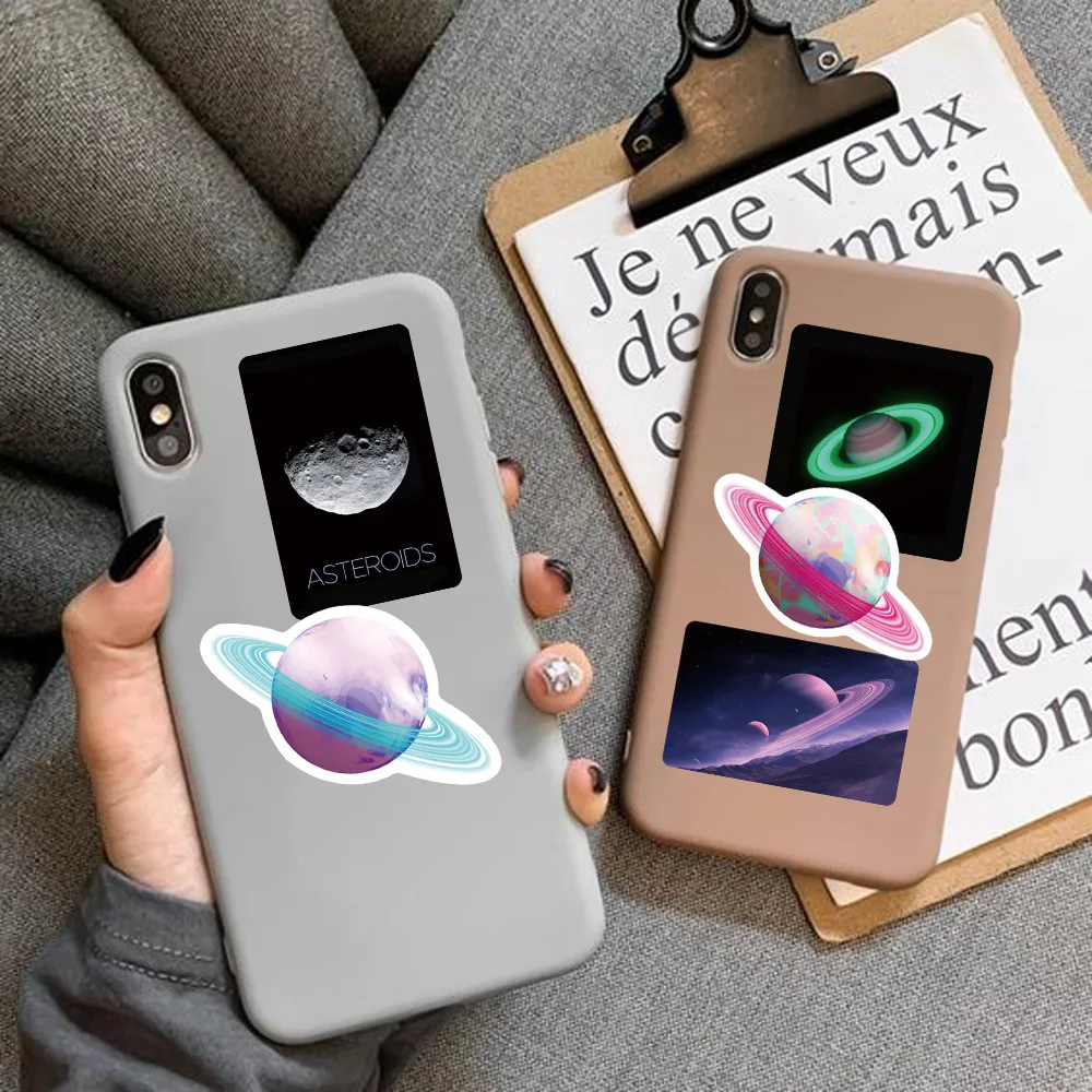 50pcs 우주 행성 스티커 노트북 고정식 스크랩북 노트북 수하물 미적 우주 DIY 데칼 어린이 선물용