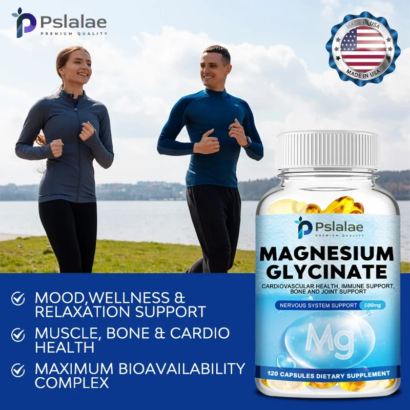 Magnesium Glycinate 500mg-Supports Muscle, Nerve, Joint and Heart Health, Promotes Deep Sleep
