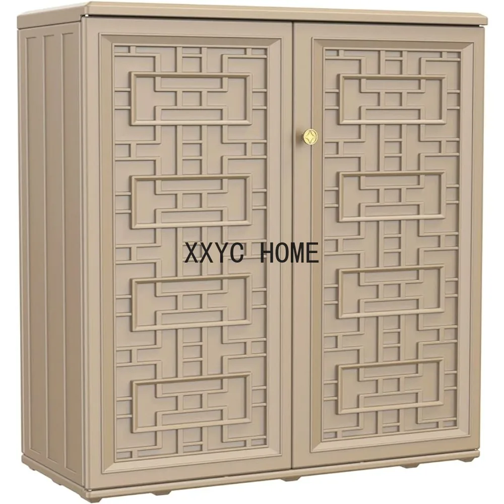 

Водонепроницаемый шкаф для хранения с 1 полкой, для садовых зданий, искусственная смола для внутреннего дворика/сада/заднего двора/Товары для дома