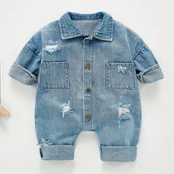 Combinaison à manches longues pour nouveau né garçon et fille, avec trou cassé, vêtements de Cowboy, printemps automne 