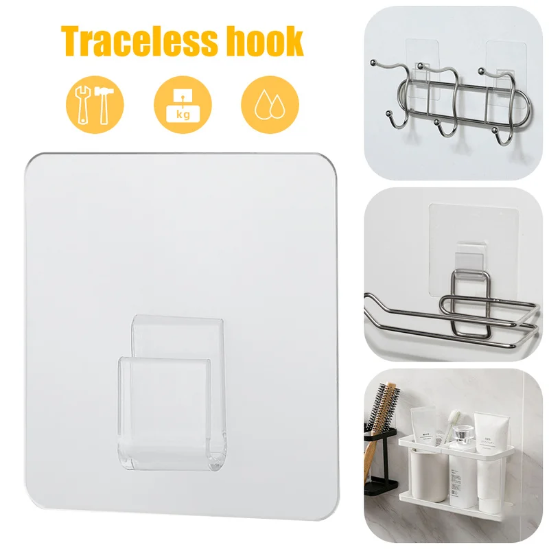 

Transparent Wall Hooks Hangers Self Adhesive Door Wall Hangers Hooks Suction Heavy Load Rack for Kitchen Bathroom Accessories