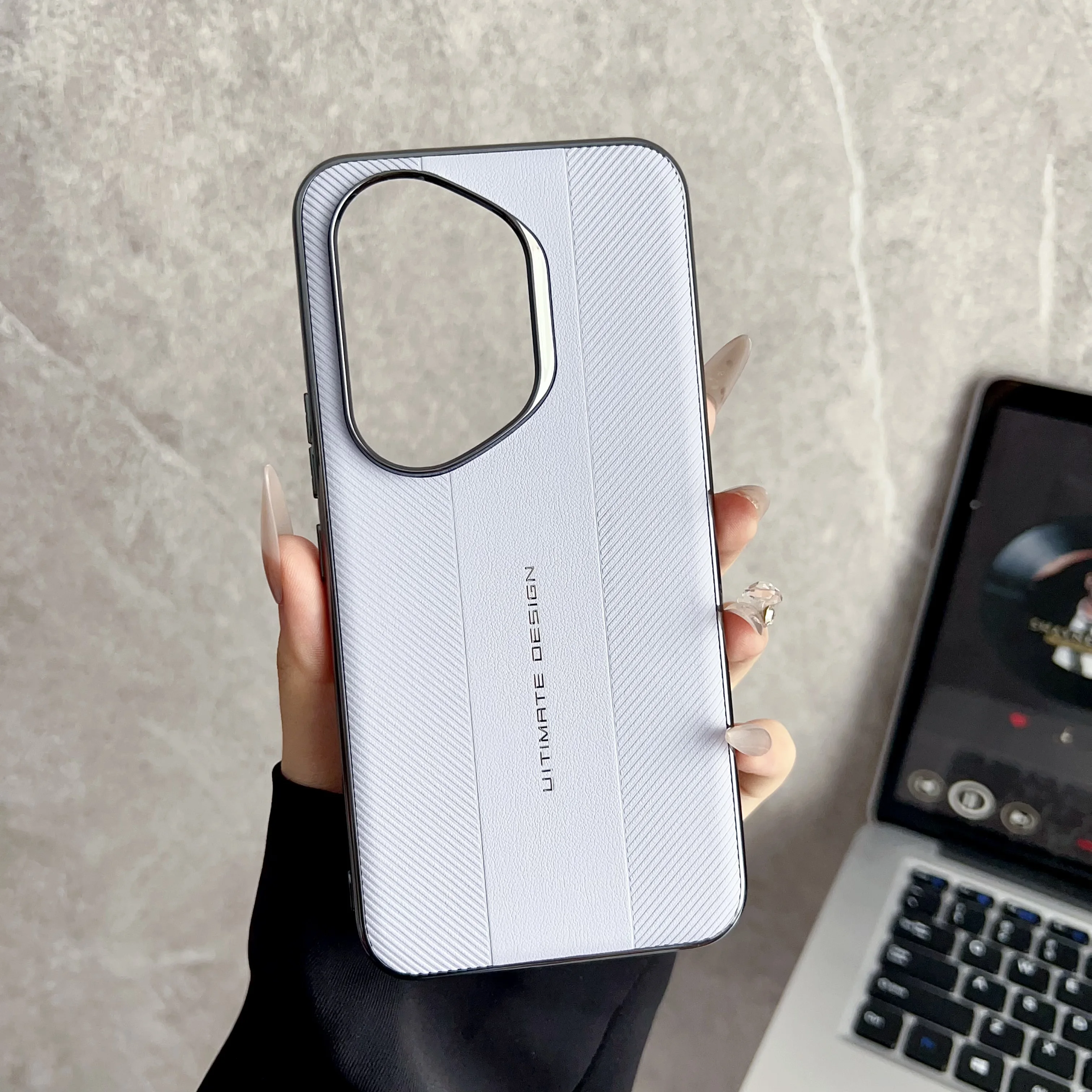 Luxury Plating Leather Texture Shockproof Hard Shell Phone Case