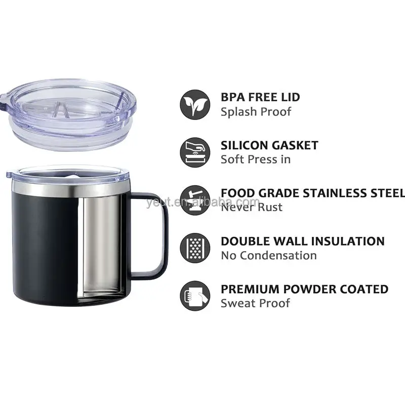 Insulated Stainless Steel Travel Tumbler - 16oz, BPA-Free with Handle and Lid