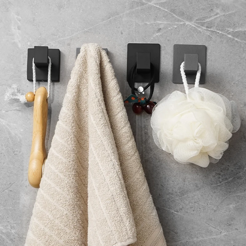 Self-Adhesive Black White Wall Hook for Keys Bag Clothes Hanger Bathroom  Robe Coat Hook Towel Rack Bathroom Hardware Accessories - AliExpress