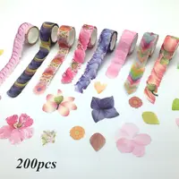 DIY 200Pcs/roll Flower Petals Paper Tape Decor Masking Tape Fragrance Sakura Tape Scrapbooking Diary Paper Stickers Washi Tape 1