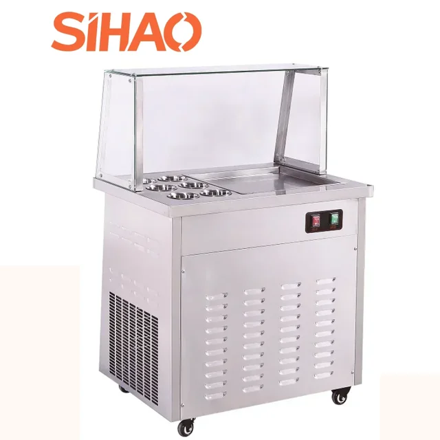 Machine à glace roulée commerciale SIHAO avec compresseur et racloir, utilisée pour les restaurants, les marchés de restauration rapide et les écoles 1