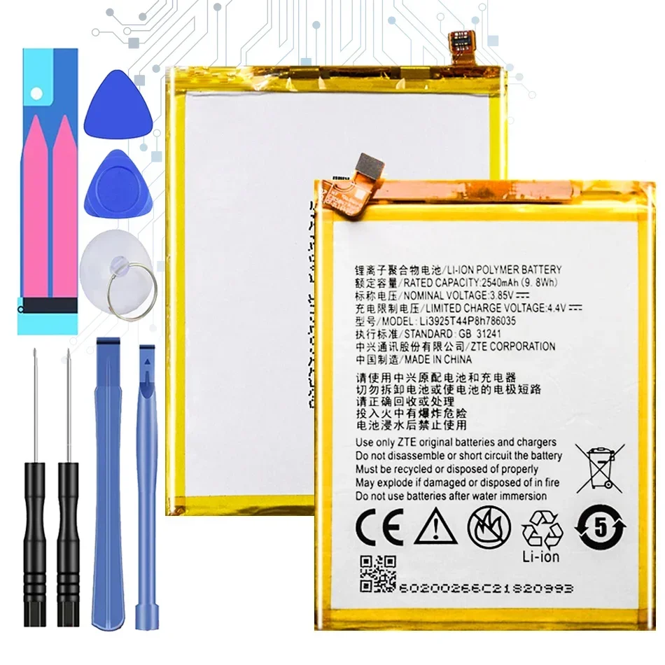 

Аккумулятор Li3925T44P8h786035 2540 мАч для ZTE Blade V7 V8 Z10 BA910 A910 A512 Xiaoxian 4 BV0701 BV0800