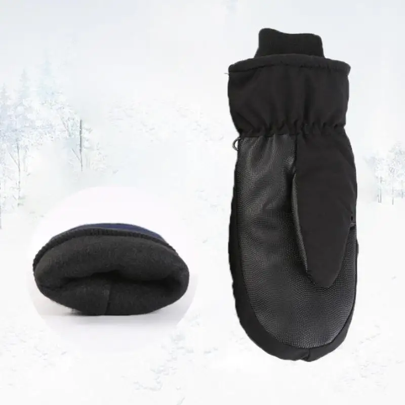 1 Paar mit Fleece gefütterte Winterhandschuhe mit verlängerter Manschette, Unisex-Thermo-Ski-Fäustlinge, verdickt, zum Skifahren, Snowboarden, Bergsteigen – Detail 5