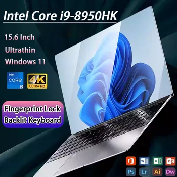 15.6 Inch Windows 11 Pro Intel Core i9 8950HK Backlight Laptops Fingerprint Lock 16GB 1TB SSD Gamer Computer Notebook PC
