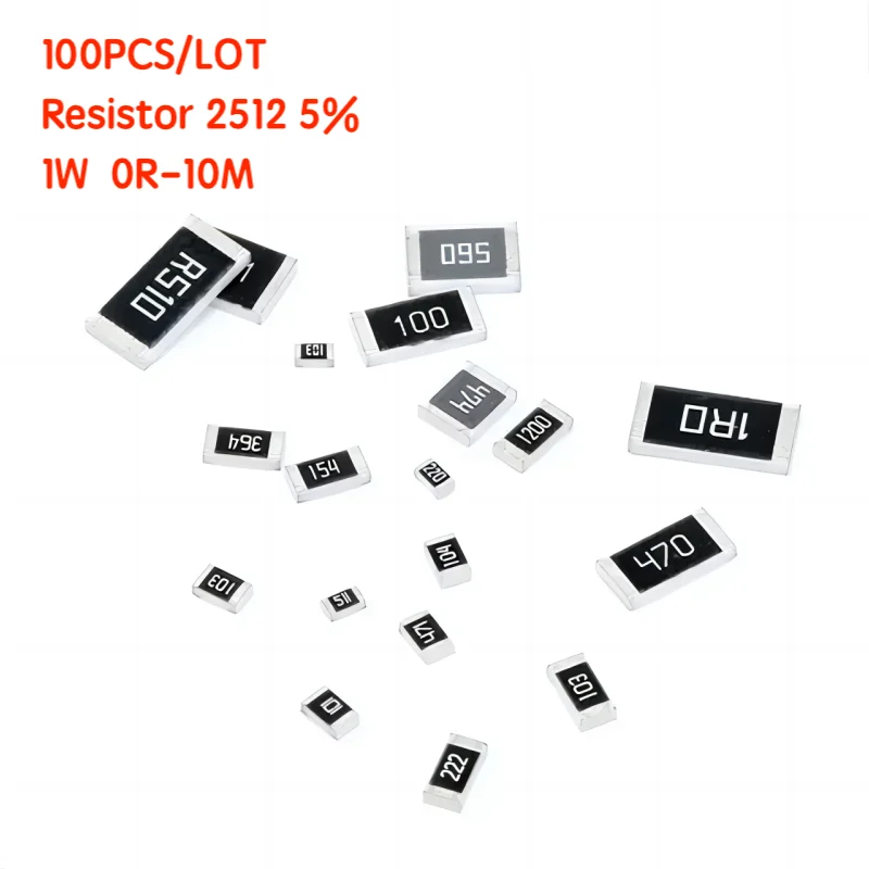 100PCS Resistor 2512 5% 1W 0R-10M 0R ohm ~ 10M ohm Resistor Kit Assorted Kit Sample Kit 0R 10R 100R 1K 2.2K 33K 4.7K 1M 10M 100pcs 2512 5% smd resistor 1w 6 8r 7 5r 8 2r 9 1r 10r 11r 12r 13r 15r 16r 18r 20r 6 8 7 5 8 2 9 1 10 11 12 13 15 16 18 20 ohm