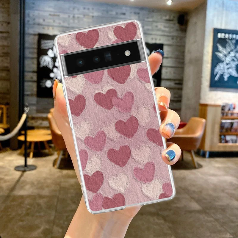 Gold Pink Rose Glitter Hearts Shockproof Soft TPU Transparent Phone Case