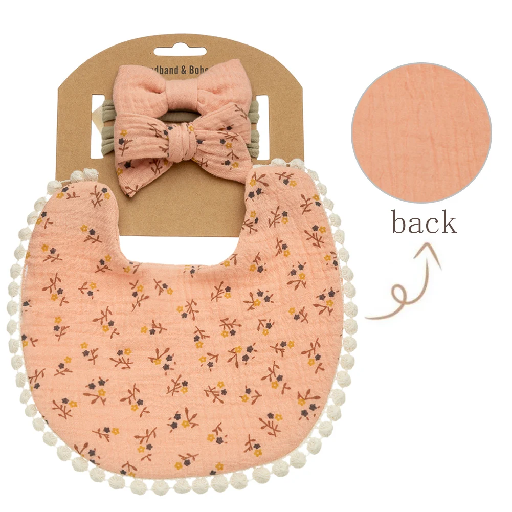 Baby Floral Bibs & Bow Headbands Set - 3 Piece Collection