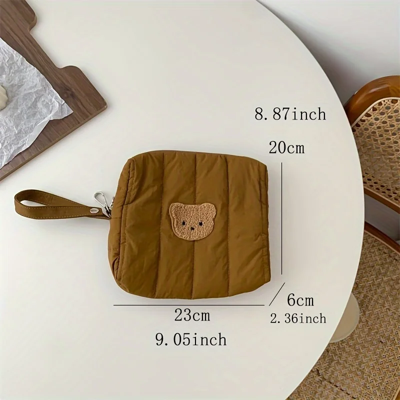 귀여운 봉제 곰 장식 화장품 파우치, 지퍼 다목적 화장품 가방, 올매치 보관 가방